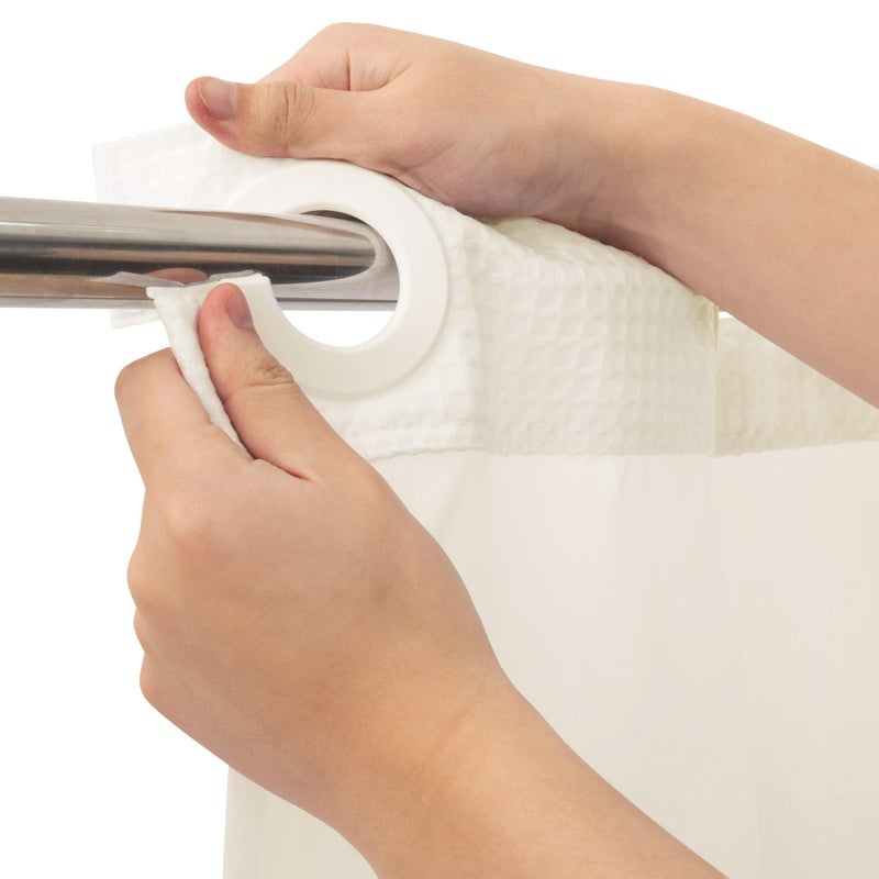 River Dream Heavyweight No Hooks Required Dotted Waffle Weave Shower Curtain with Snap in Liner - 71W x 74H,Hotel Grade,Spa Like Bath Curtain,Cream - Image 2